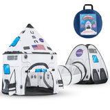 JOYIN White Rocket Ship Pop up Play Tent with Tunnel and Playhouse Kids Indoor Outdoor Spaceship Tent Set JOYIN