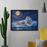 Tryadren Diamond Art Kit for Adults, White Tiger Under Full Moon Diamond Painting for Adults Beginners, 5D DIY Diamond Art Painting Kits Craft for Home Wall Decor 12x16 Inch No Frame Tryadren