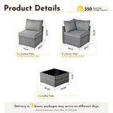 Weaxty 5 Pieces Wicker Patio Furniture Sets, Outdoor Sectional Sofas with Coffee Table, Thicken Cushion All Weather Rattan Patio Conversation Couch Set for Porch Balcony Yard Poolside, Dark Grey weaxty W