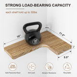 fuqing Floating Corner Shelves, Wall Shelf Set of 3, Shelves for Wall Storage, Solid Wood Shelves for Storage, Wall Mount Wooden Display Shelf for Bathroom Bedroom Kitchen Garage, Carbonized Black fuqing
