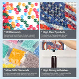 AMORARS 5D Diamond Painting Kit for Adults, American Flag Truck Diamond Art Beginners -Wolf Round Full Diamond Dot Gem Art Paintings, Suitable Gifts, and Home Decoration Crafts, 12x12Inch AMORARS