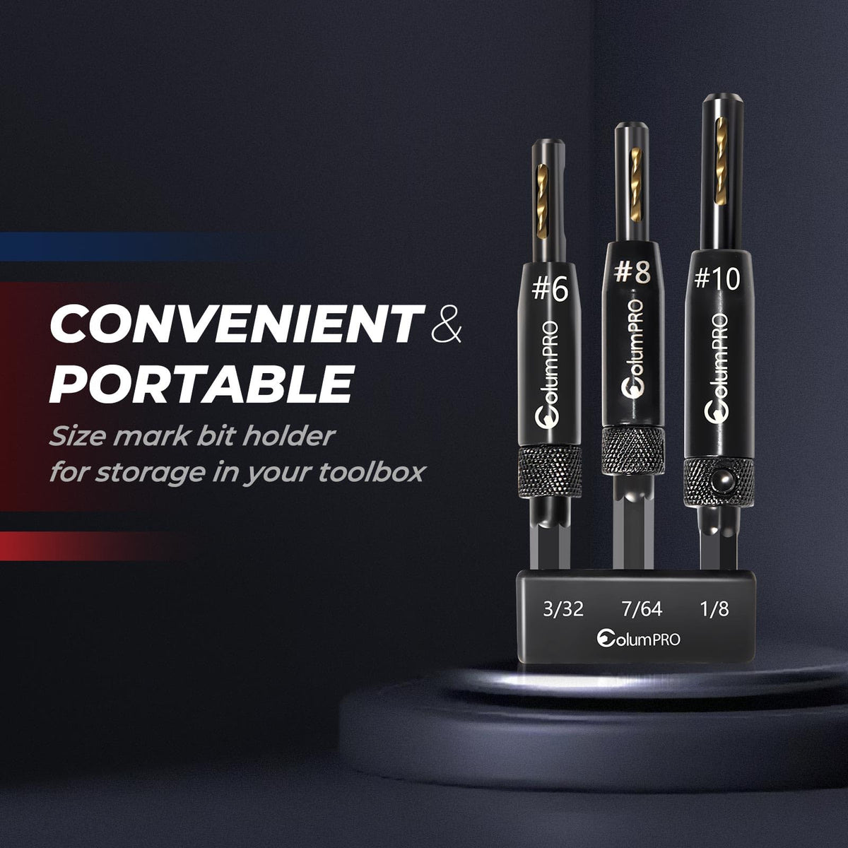 ColumPRO 3 PCS Self Centering Drill Bits Set, Titanium Coated VIX Bits,Door Window Cabinet Hinge Woodworking Pilot Hole Drill Bit 3/32"(#6),7/64"(#8),1/8" (#10) ColumPRO