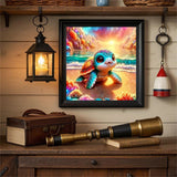 AOSGEDY Adorable Sea Turtle Beach Diamond Painting Kits for Adults, 5D Seaside Sunset/Flowers Diamond Art Kits for Beginners, DIY Full Drill Paint with Diamond, Home Wall Decor 14 x 14 Inch AOSGEDY