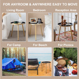 AOJEZOR Side Table: End Table for Any Room - Round Side Tables for Small Spaces - Black Top with 3 Gold Legged AOJEZOR