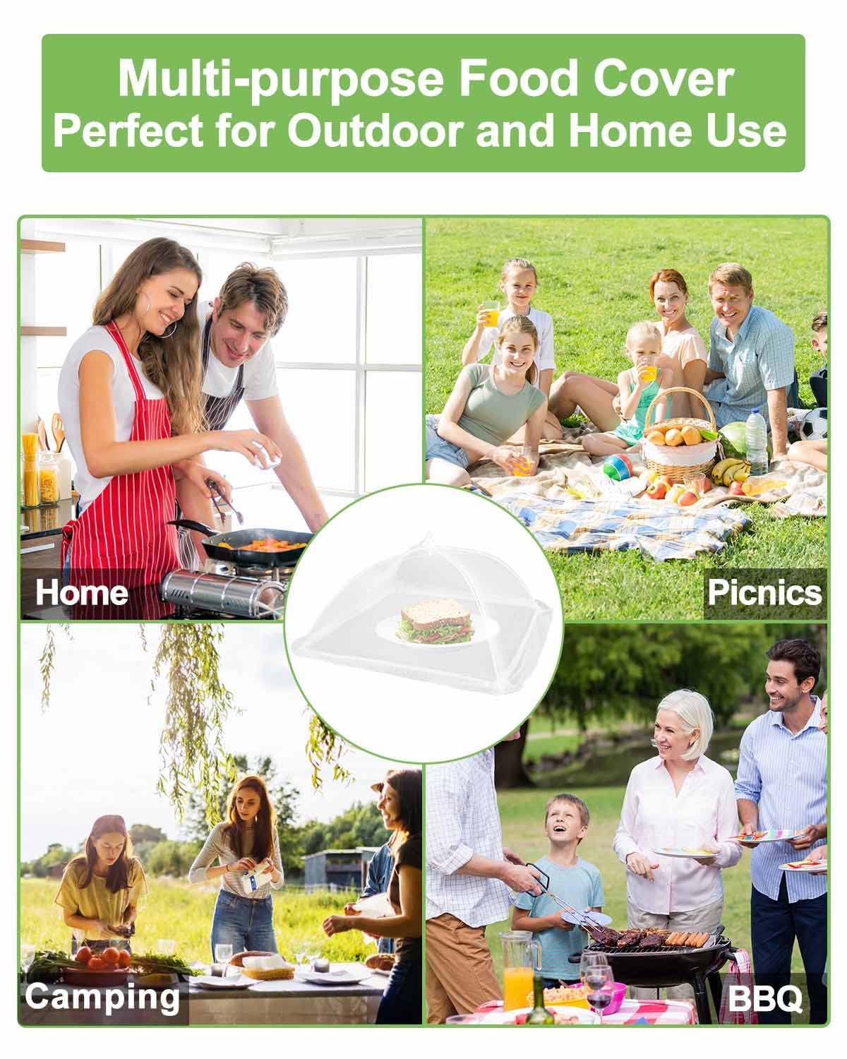 Lauon Large Food Cover,6 Pack Mesh Food Tent,17"x17",White Nylon Covers,Pop-Up Umbrella Screen Tents,Patio Net for Outdoor Camping, Picnics, Parties,BBQ,Collapsible and Reusable Lauon