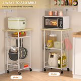 ThreeHio Rolling Kitchen Microwave Cart, 3 Tier Microwave Table Stand with Adjustable Shelf, Kitchen Storage Rack on Wheels, Coffee Station Cart Rack Shelf Organizer for Living Room Office, Balcony ThreeHio