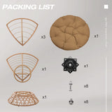 38'' 360 Degree Swivel Wicker Papasan Chair with Cushion and Base - Thickened Rattan Swivel Papasan Chair with Soft Cushion and Durable Frame, Oversized Reading Chair for Living Room, Camel MeetLeisure