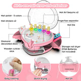 PUPPSITTY Kids Nail Polish Set for Girls,All-in-One Nail Art Kit for Kids with ‌Nail Dryer & DIY Decorations, Peelable Nail Polish/Stickers/Gems/Nail File&Tools, Gifts for Girls Age 7-12 PUPPSITTY