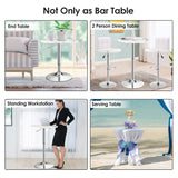 Giantex Round Pub Table Height Adjustable, 360° Swivel Cocktail Pub Table with Sliver Leg and Base for Home, Bar Table (White) Giantex