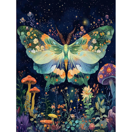 ShiCattle Mushroom Diamond Art Kits for Adults Beginners,DIY Full Round Drill Diamond Painting Kits Moth,Paint by Diamonds Dot Gem Art Crystal Easy,Home Wall Decor 12x16Inch ShiCattle