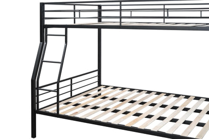 DNYN Space-Saving Full over Queen Bunk Bed with Metal Slat Support in Black - WoodArtSupply