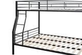 PVWIIK Bunk Bed Full Over Queen with Trundle and Ladder for Girls/Boys/Teens/Adults,Heavy Duty Bunk Bed Frame w/Wood Slat Support,No Box Spring Needed,Black PVWIIK