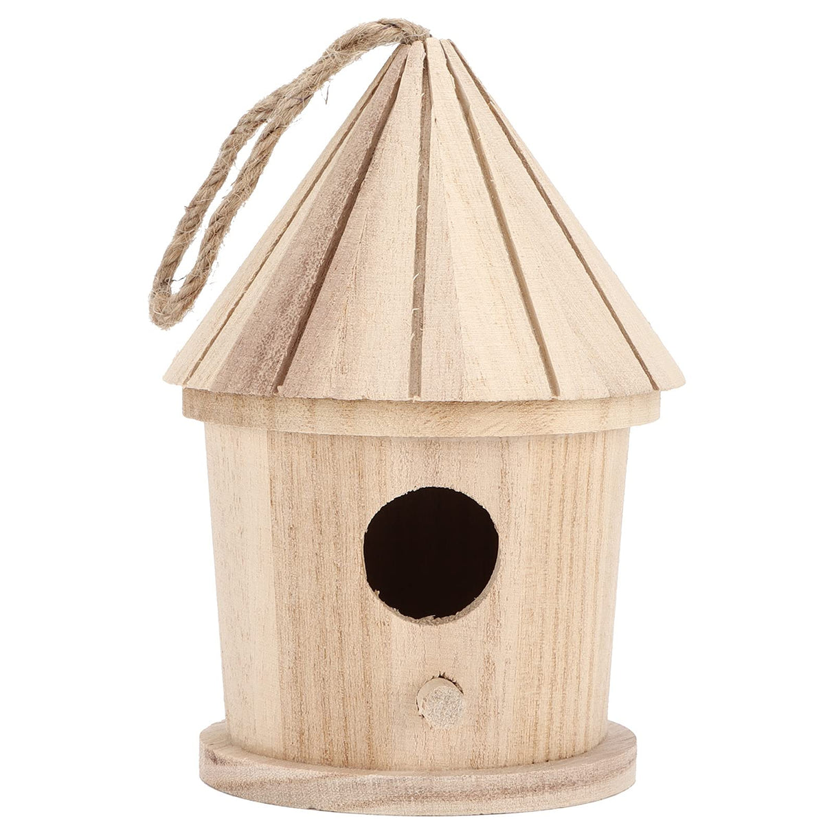Wooden Birdhouses, Unfinished Wood Bird House Round Shaped Hanging Bird Nest for Outdoor Garden Hztyyier