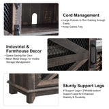 OKD Farmhouse TV Stand for 75 Inch TV, Industrial & Farmhouse Media Entertainment Center w/Sliding Barn Door, Rustic TV Console Cabinet w/Adjustable Shelves for Living Room, Dark Rustic Oak OKD