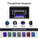 Ameriwood Home Lumina Fireplace TV Stand for TVs up to 48 Inch, Replaceable Electric Fireplace Insert Heater, Remote Control, Timer, Color Changing LED Lights, Crystal Ember Flames, Black Oak Ameriwood Home