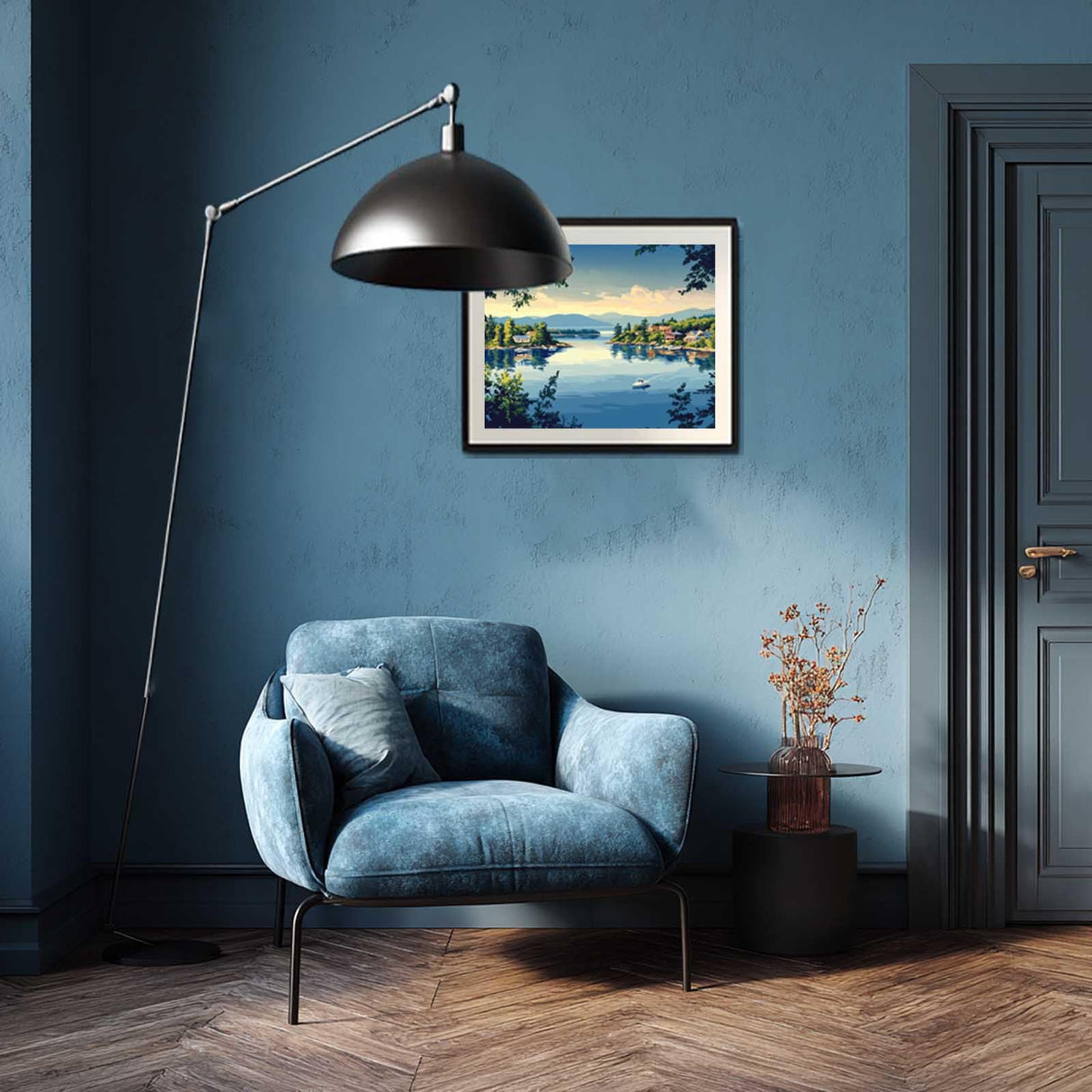 Artbrush Tower Winnipesaukee Lake Paint by Number, New Hampshire Paint by Numbers Kit for Adults, Lakeside Town Acrylic Painting, Lakes Trees Scenery Poster for Home Wall Decor(16x20inch, No Frame) Artbrush Tower