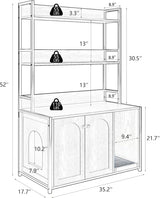 FinerFurnis Litter Box Enclosure with 2 Storage Shelves Black Hidden Cat Litter Box Furniture with Scratch Pad Indoor Cat House Kitty Box Washroom Cat Bookshelf Cabinet-Black FinerFurnis