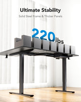 HUANUO L-Shaped Standing Desk, 63 x 40 inch Dual Motor Corner Standing Desk, Electric Height Adjustable Computer Desk with Cable Tray & 3 Preset Heights, Raising Desk for Home Office, Black, HNESD109 HUANUO