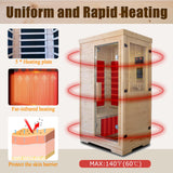 Far Infrared Sauna Room, Spruce Wood 1 Person Side-Opening Indoor Sauna 5 Heating Panels 1050W Infrared Therapy for Personal Wooden Dry Sauna Home Spa Room Homsido