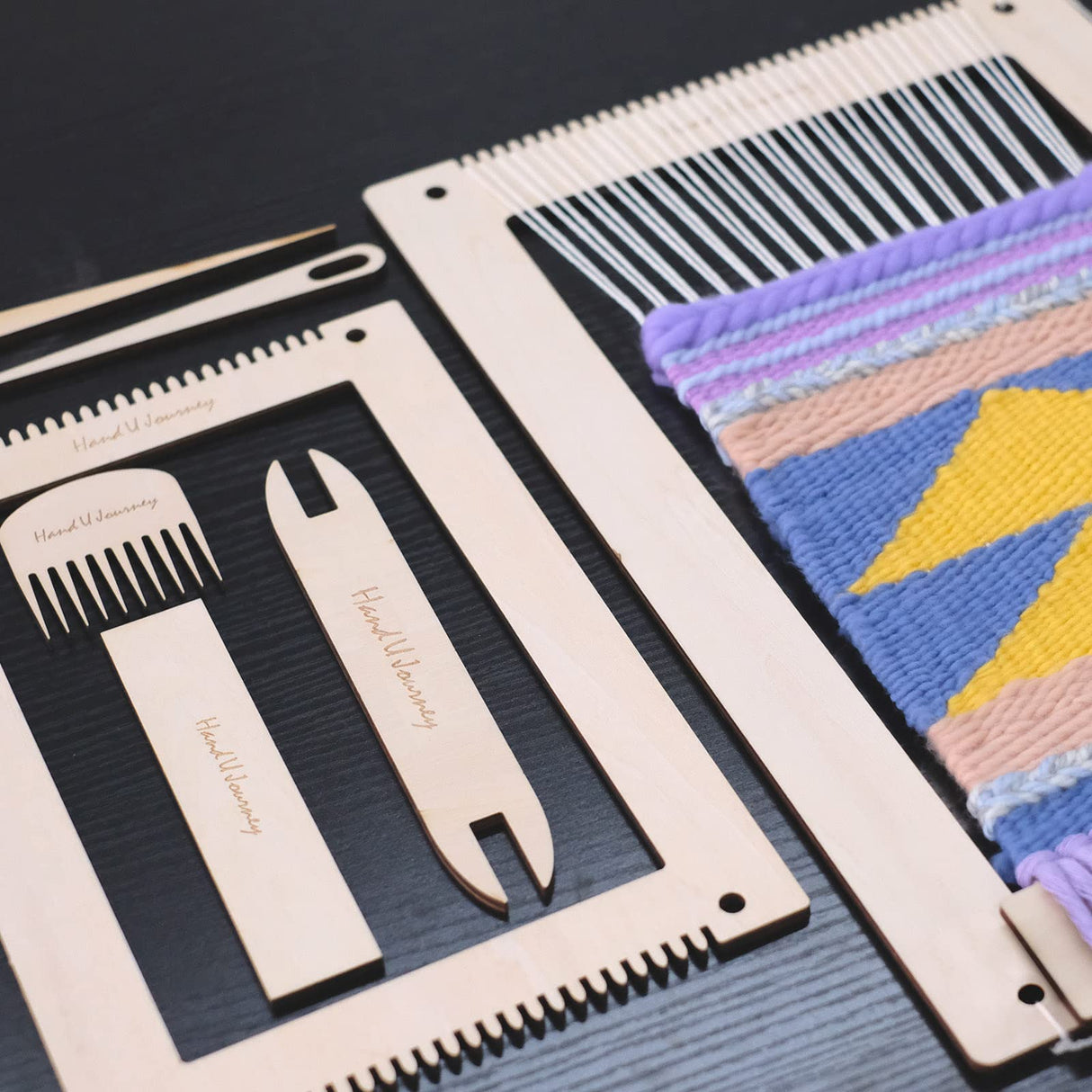 Hand U Journey Rectangle Weaving Loom Kit - 2 Sets with Weaving Needles and Tools, Perfect for Beginners and Weaving Enthusiasts, 11''x16.5'' and 7.8''x11.7'' Large Sizes HAND U JOURNEY