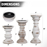 Candle Holder for Pillar Candle Set of 3, Farmhouse Wood Candle Holder, Rustic Wooden Candle Stand, Decorative Wood Candlestick Holders for Living Room, Table Centerpiece (Antique White) CEDARLUX