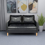 VAMEPOLE 57" Modern Sofa Couch, Black Faux Leather Loveseat for Living Room, Comfy Office Love Seats, Small Couches for Small Space VAMEPOLE