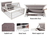 Tortoise House Habitat Wooden, Chicken Coop with Run Rabbit Hutch Small Animal Hutch Enclosure Indoor/Outdoor-Grey + White Trim Rockever