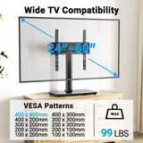 PERLESMITH Universal Swivel TV Stand for 24-60 inch TVs up to 99 lbs, 8 Height Adjustable Table Top TV Stand, TV Base Stand with Tempered Glass Base, Max VESA 400x400mm, PSTVS33 PERLESMITH