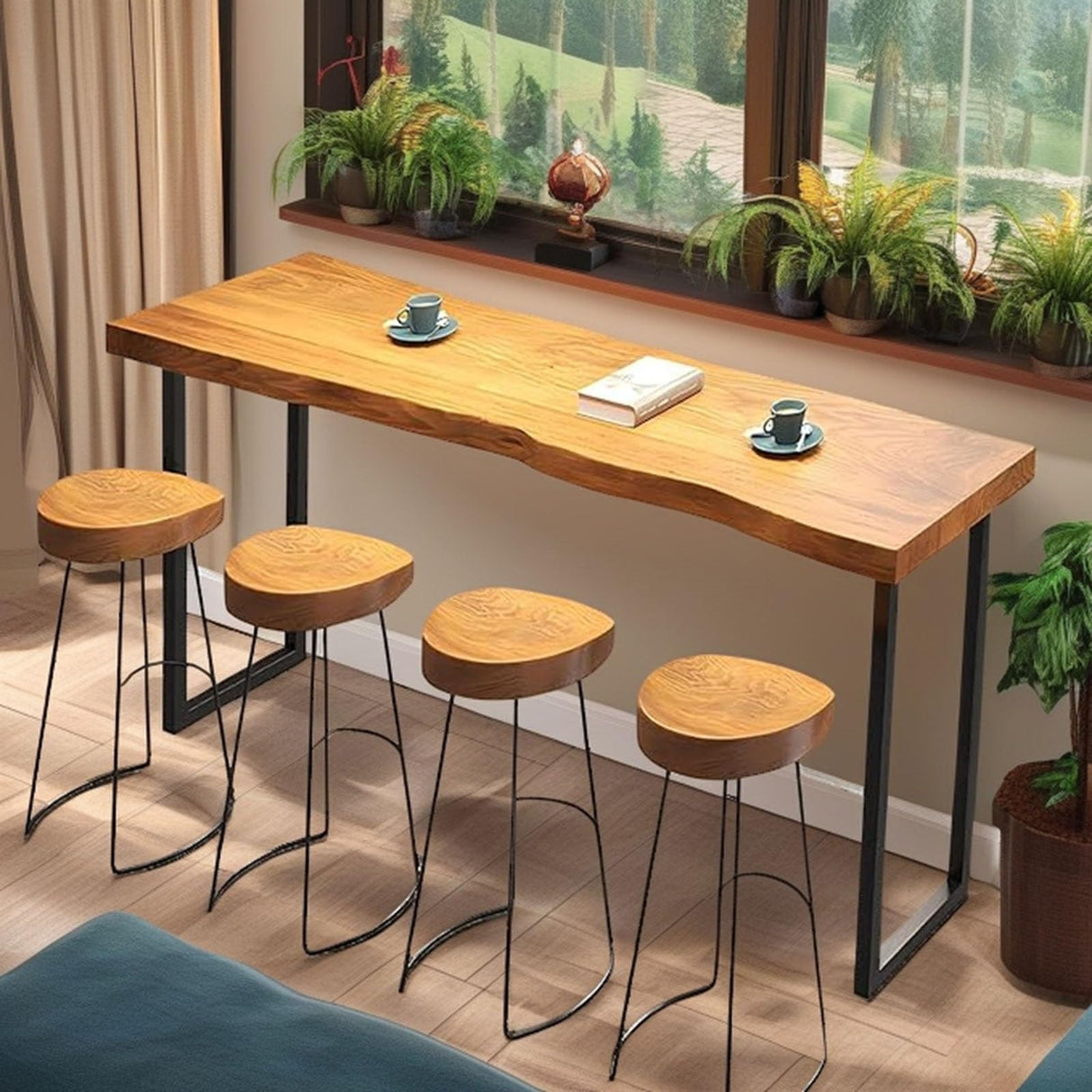 Counter Height Table Long Narrow Bar Table for Small Spaces Pub with Sturdy Metal Frame Entryway Rectangular High TopTable Kitchen Farmhouse Coffee Shops Bars -Table Only(47.2'') WoodArtSupply