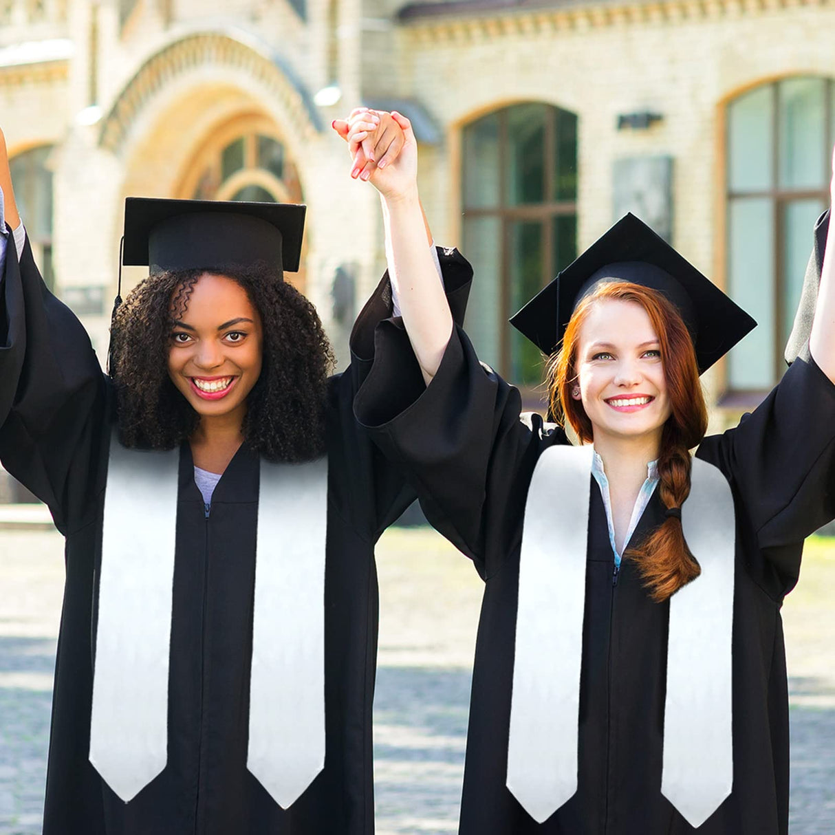 Giegxin 50 Pcs Unisex Graduation Stole Adult Sublimation Blank Plain Graduation Stole Sash Graduation Satin Honor Stole (White) Giegxin