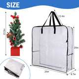 Tiltol 2 Pack 25 inches Wreath Storage Container,Extra Large Transparent Rectangular Christmas Ornament Storage Bags with Zipper and Handles,Perfect for Wreaths,Garlands,Gifts,Waterproof,Foldable Tiltol