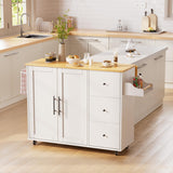 GRUSIGN Kitchen Island with Storage, Rolling Kitchen Cart with 3 Drawers Kitchen Storage Cabinet on Wheels with Inner Adjustable Shelves for Dining Room/Living Room Thicker,39.37" L X 20.05" W, White GRUSIGN