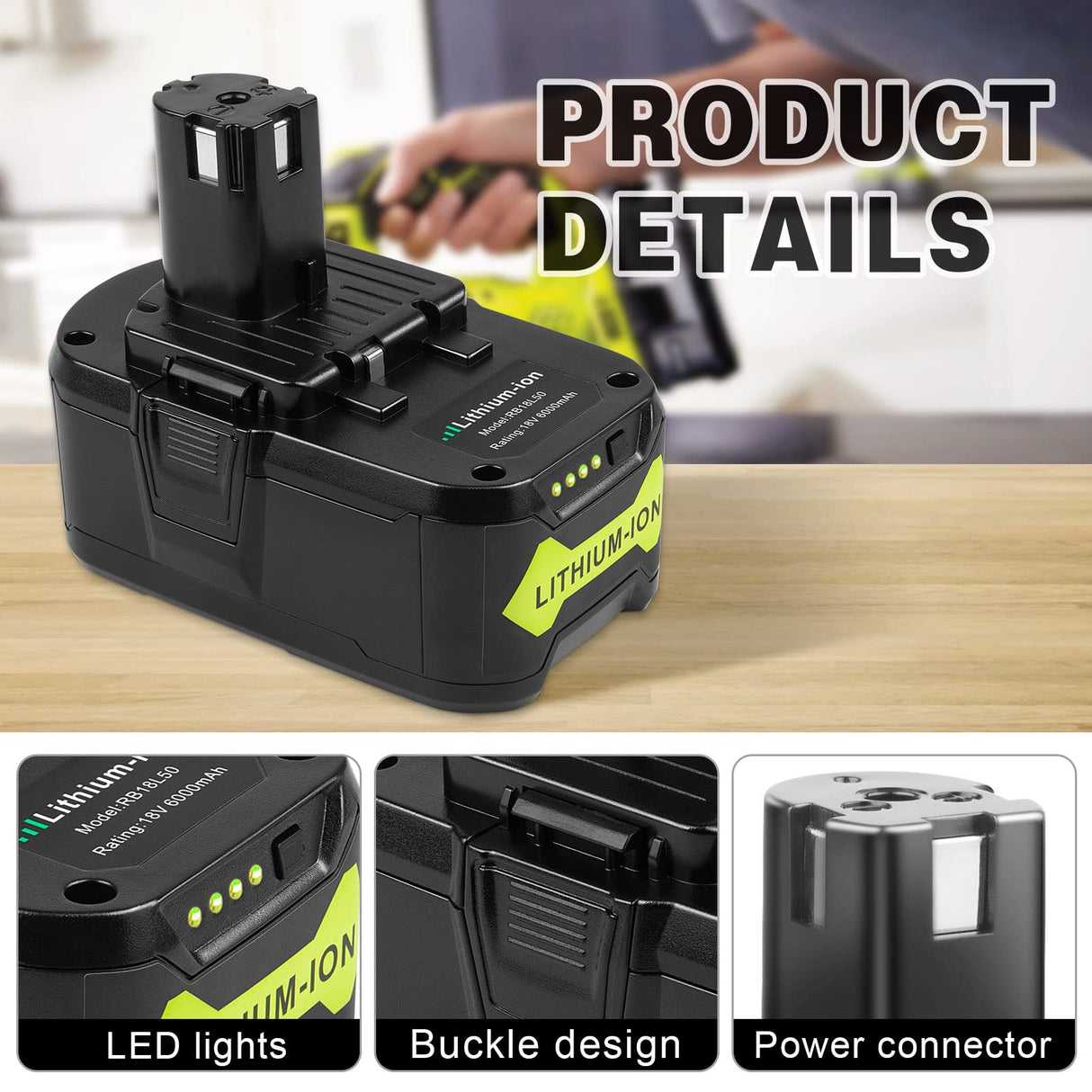 Fancy Buying 6000mAh 18V Lithium Replacement Battery for Ryobi 18V Lithium Battery P102 P103 P104 P105 P107 P108 P109,Battery for Ryobi ONE+ Cordless Tool Fancy Buying