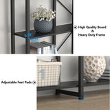 Auromie Triple Wide 5-Tier Bookshelf, 70.87" L x 79.13" H Extra Large Bookcase, Tall Open Etagere Display Shelf with Metal Frame, Freestanding Modern Storage Shelves for Home Office (Black) Auromie