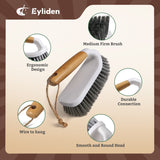 Eyliden Scrub Brush, 2 Pack Heavy-Duty Stiff Bristles Cleaning Brush, Natural Bamboo Handle, Multi Purpose Scrub Brushes for Bathroom Floor Tub Shower Kitchen Sink Carpet & Other Surface, Grey+White Eyliden