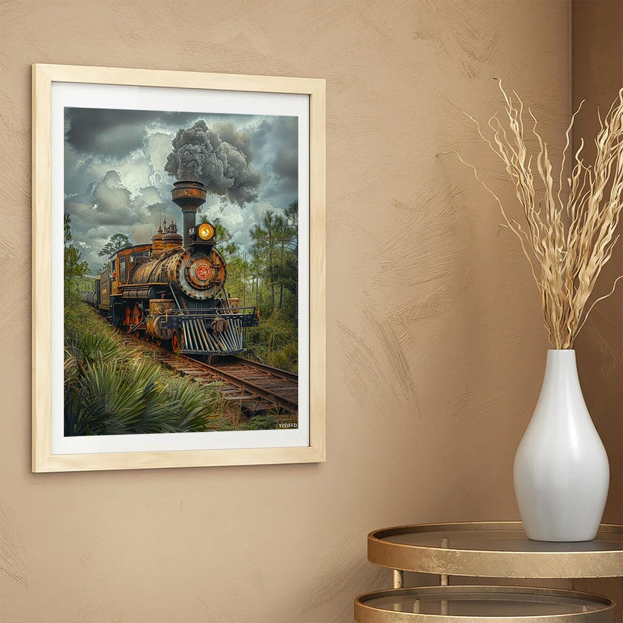 Train Diamond Art Kits for Adults, Diamond Painting Train Gem Arts and Crafts for Adults, 5D Round Full Drill Crystal Embroidery Paintings Pictures, Hobbies for Women, Home Wall Decor 12x16 Inch YEEIFFD