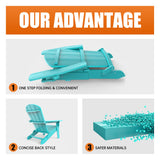 YEFU Adirondack Chair, Oversized Plastic Adirondack Chair Folding Outdoor Chairs with Cup Holder, Lawn Chair with Weather Resistant for Outside Deck Lawn Garden, Weight Capacity Up to 400 Lbs –Aruba YEFU