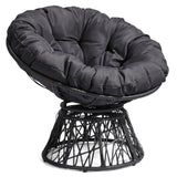 Outvita 40" Swivel Wicker Papasan Chair with Thick Tufted Cushions, High Capacity Frame, 360 Degree Rotatable Chairs for Indoor Outdoor Use, Black Outvita
