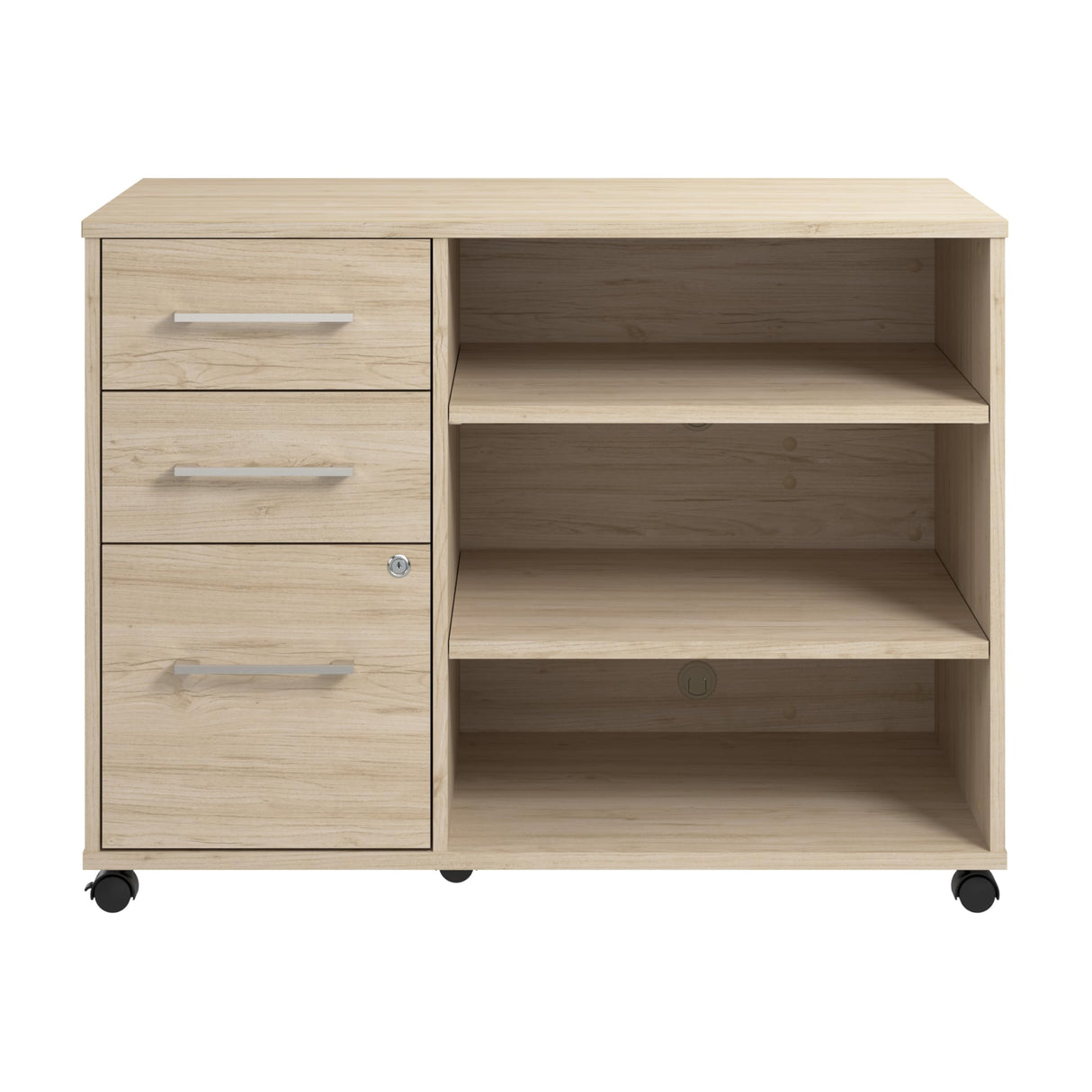 Bush Business Furniture Hustle Office Storage Cabinet with Wheels in Natural Elm, Mobile Organization Unit for Home and Professional Workspace Bush Business Furniture