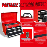 BIG RED ATBD134R-RB-4 Torin Rolling Garage Workshop Tool Organizer: Detachable 3 Drawer Tool Chest with Large Storage Cabinet and Adjustable Shelf, Red/Black BIG RED