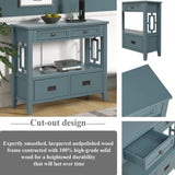 YWUFUART 36 "Farmhouse Narrow Long Solid Wood Console Entry Table for Living Room Bedroom Hallway Kitchen (Blue) YWUFUART