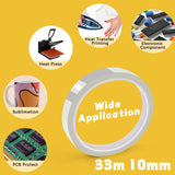 HTVRONT Heat Tape for Sublimation, 4 Rolls 10mm x33m 108ft Heat Resistant Tape for Heat Press, Heat Transfer Tape Thermal Tape for Electronics & Heat Vinyl Press Tape No Residue(Transparent) HTVRONT