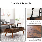 Bidiso Lift Top Coffee Table, Easy-to-Assembly Center Table with Hidden Storage Compartment, Industrial Lift Tabletop Dining Table for Living Room Reception/Home Office, Rustic Brown Bidiso