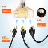 Giraffe Tools Retractable Power Cord Reel, 50ft 12AWG/3C SJT Heavy Duty Extension Cord Storage Reel Wall/Ceiling Mount for Garage with Lighted Triple Tap Giraffe Tools