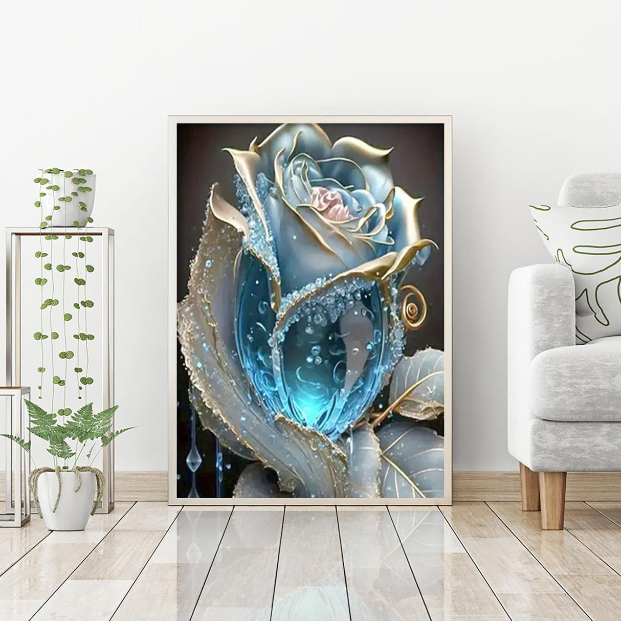 BOHADIY Rose Diamond Painting Kits for Adults-Flower Diamond Art Kits for Adults,Round 5D Floral Gem Art Kits for Adult DIY Crafts Kits Gift Home Wall Decor Gifts16x12inch BOHADIY