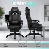LUCKRACER Gaming Chair, Video Game Chairs Gaming Computer Chair with Footrest 350Lb Heavy Duty Gaming Chair Ergonomic Office Chair Lumbar Support for Adults, High Back, Swivel Seat, Recliner(Black) LUCKRACER