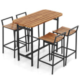 Tangkula 5-Piece Rustic Acacia Wood Outdoor Bar Set for Patio Dining and Relaxation Tangkula