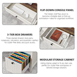 GlowVitaHome Farmhouse Executive Desk 45 inch Wood Computer Desk with 4 Drawers, Smart Charging Station, Home Office & Study Room Essential for Remote Workers, Professionals & Students.Antique White GlowVitaHome