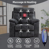 CANMOV Large Power Lift Recliner Chair with Massage and Heat for Elderly Big and Tall People, Overstuffed Wide Recliners with 2 Cup Holders, Side Pocket and USB Port, Grey CANMOV