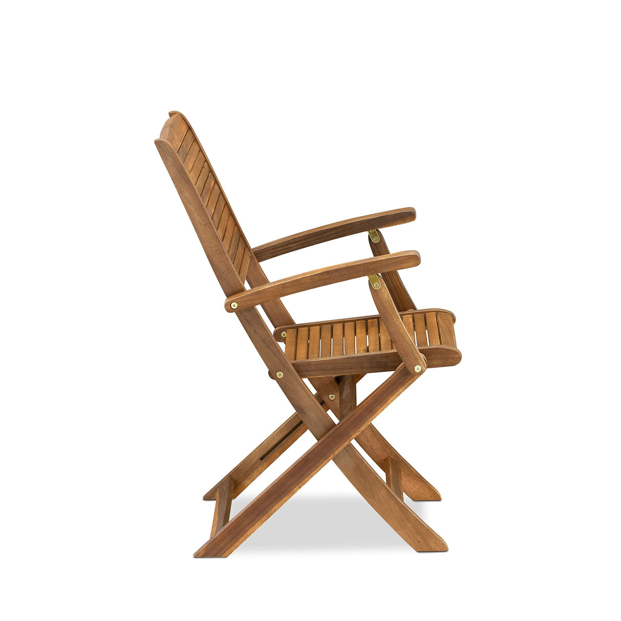 East West Furniture Diboll 7 Piece Patio Dining Set Includes an Oval Outdoor Acacia Wood Table and 6 Folding Arm Chairs, 36x60 Inch, Natural Oil East West Furniture